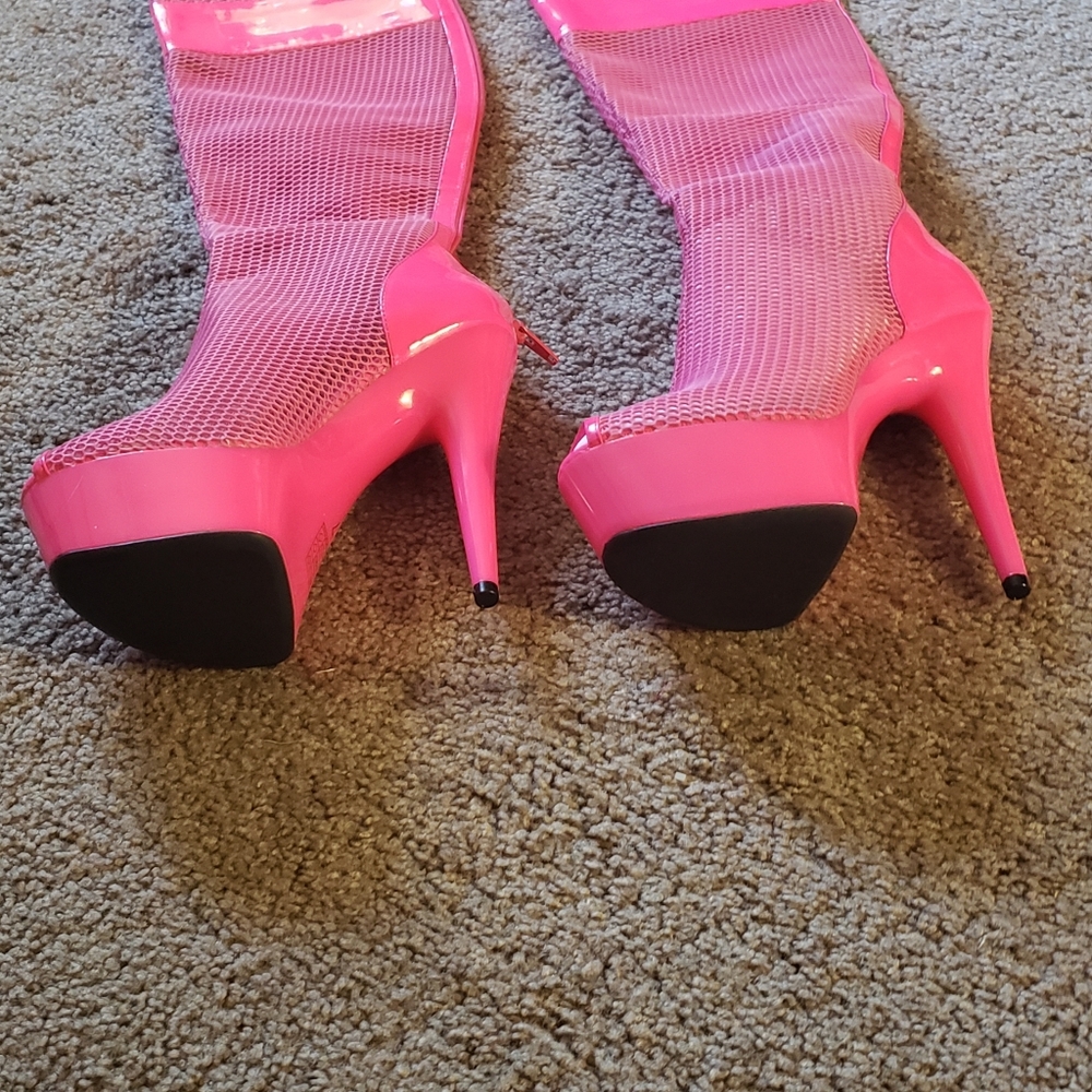 Hot Pink Mesh Thigh High- never worn - Picture 2 of 2